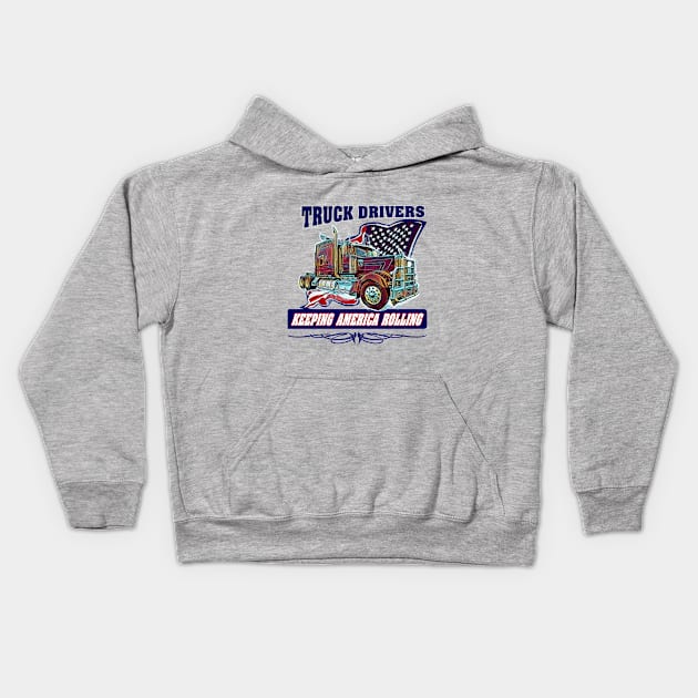 Professional Truck Driver Kenworth Design with classic truck Kids Hoodie by CashArtDesigns